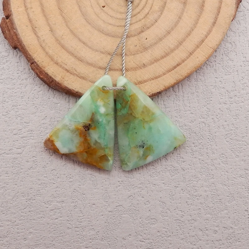 Natural Stone Chrysocolla Earring Beads,Fashion Jewelry DIY Gemstone Earrings Accessories For Women 26x20x5mm 6g