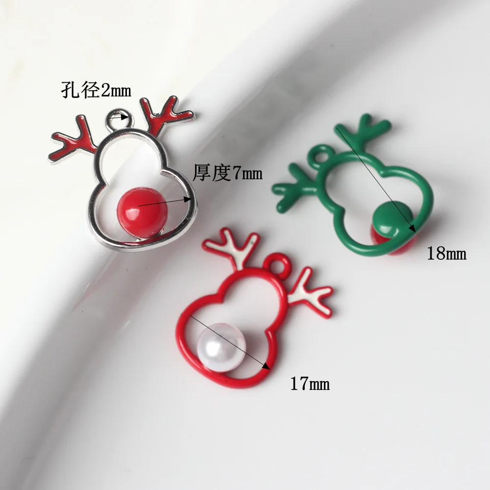Diy jewerly accessory 30pcs/lot Christmas Reindeer shape alloy Spray painting necklace/earring fashion charms pendants