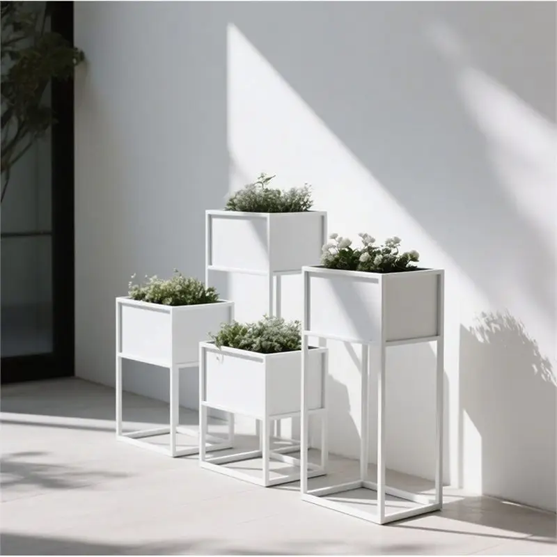 

Outdoor wrought iron flower box combination square sales department commercial flower bed outdoor street gardening stainless