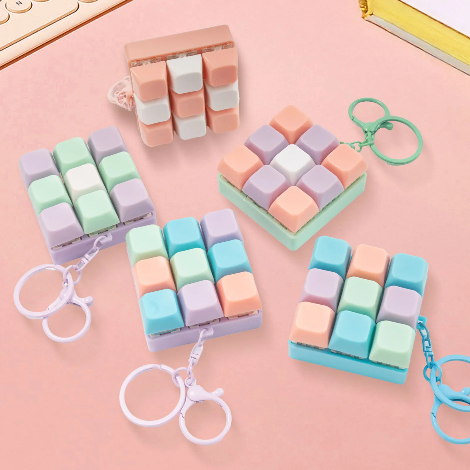 

1Pcs Fidget Decompression Nine Key Tetris Fingertip Press Button Keychain Toy Anti Stress Finger Keyboard Games Toy For Adults