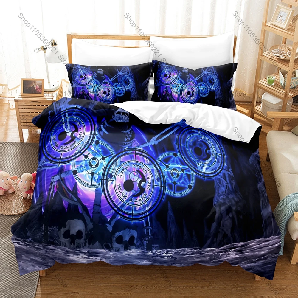 Cool Dead Mount Death Play Corpse God Dark Urban Magic Anime Bedding Set Duvet Cover + 2 Pillowcases Otaku Room Decor