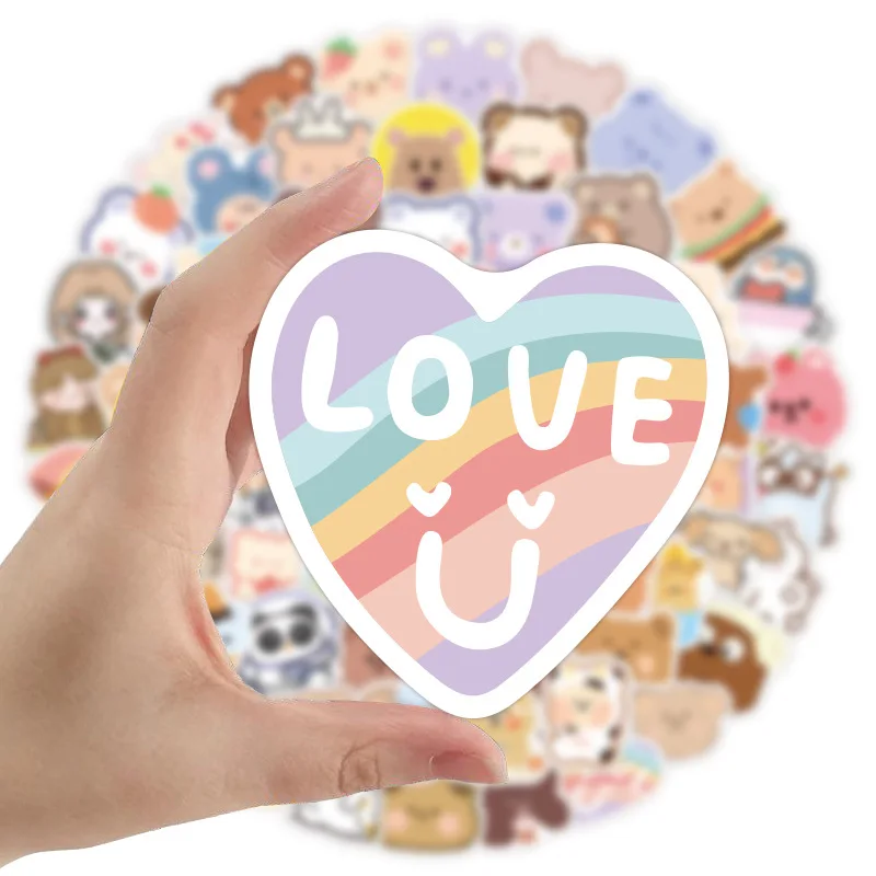 10/30/50/100 stücke Koreanische Bär Cartoon Aufkleber Kawaii Anime Nette Notebook Roller Wasser Tasse Kreative Geschenk Laptop Aufkleber Aufkleber