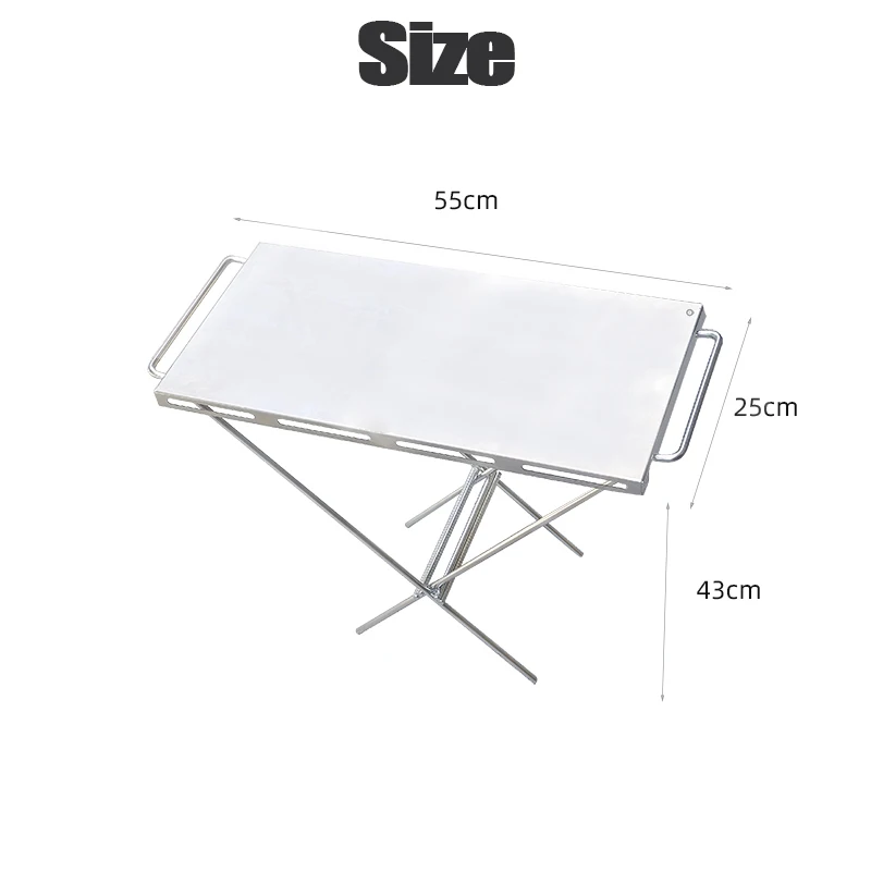 Camping Folding Brazier Table Outdoor Stainless Steel Table Portable Picnic Burning Table