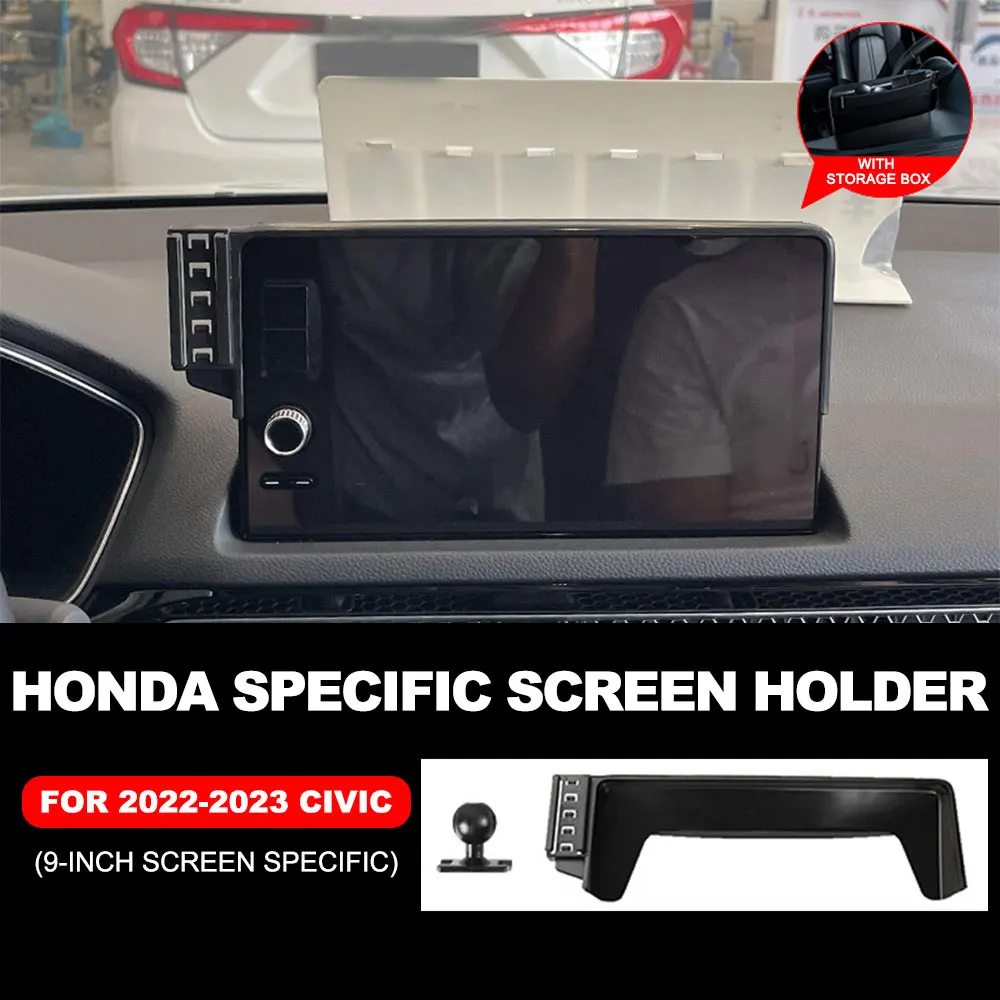 Car Phone Holder Screen Fixed Navigation Bracket Navigation Screen Rear Storage Box Organize Tray For Honda Civic 11th 2022