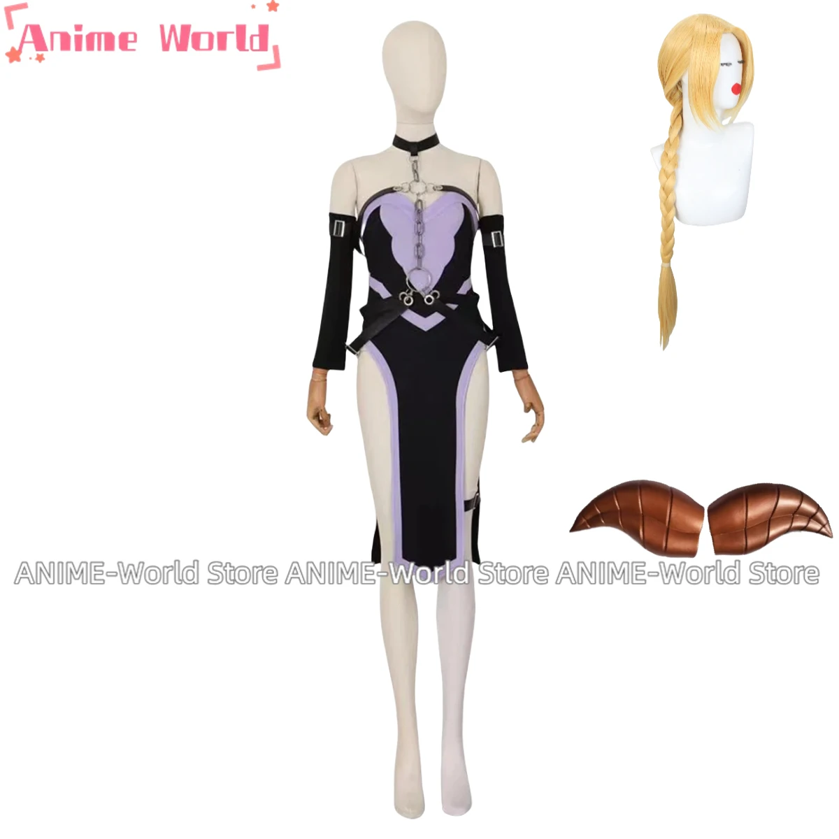 

Anime Cos Lucy Heartfilia Capricornus Cosplay Costume Dress Party Suit Female Uniform Wig Headwear