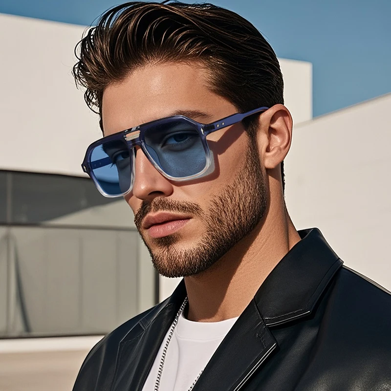 

Trend Pilot Sunglasses Women Brand Design Street Outdoor Gradient Tortoise Blue Top Bar Aviator Men Sun Glasses UV Oculos De Sol