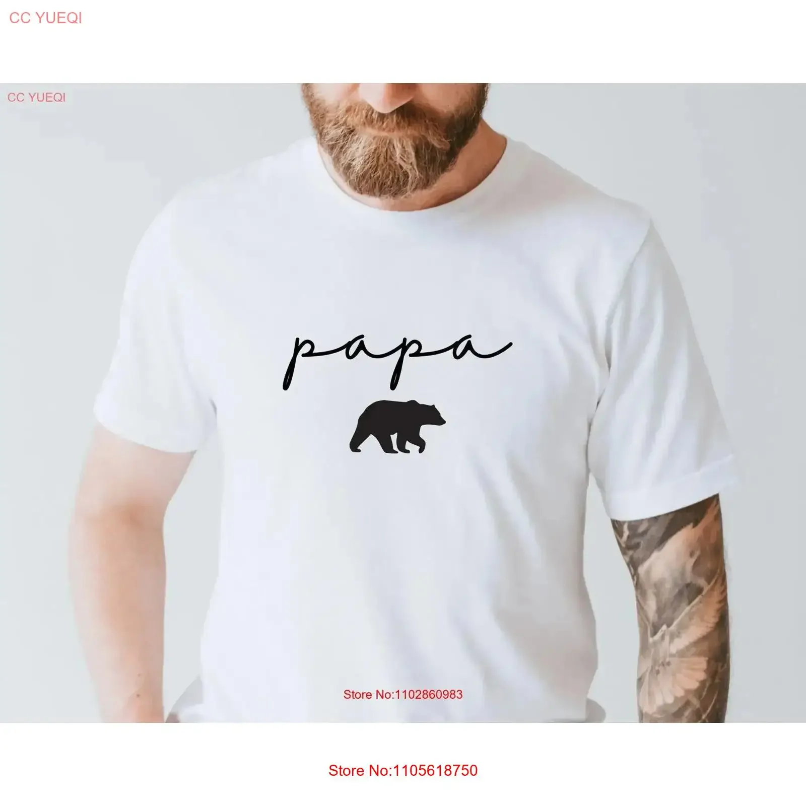 Papa Ours T Shirt Bear Cadeau Fête des Pères Mignon pour Anniversaire vintage Washed Breathable Top For Everyday Wear graphic