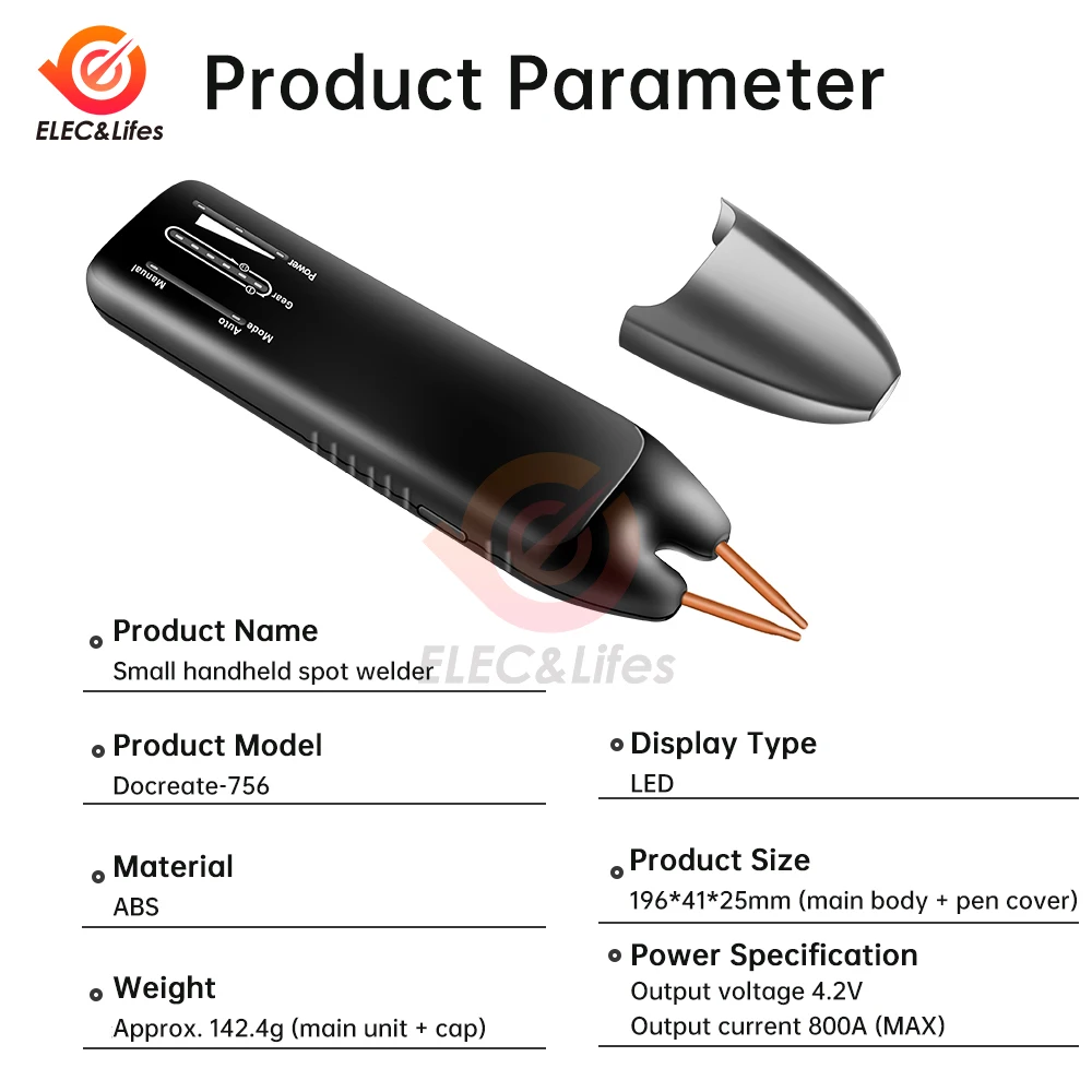 5V/1A 11 Gears DIY Portable Handheld Battery Spot Welder for 18650 Lithium Battery Nickel Strip and Nickel Belt Welding 3000mAh