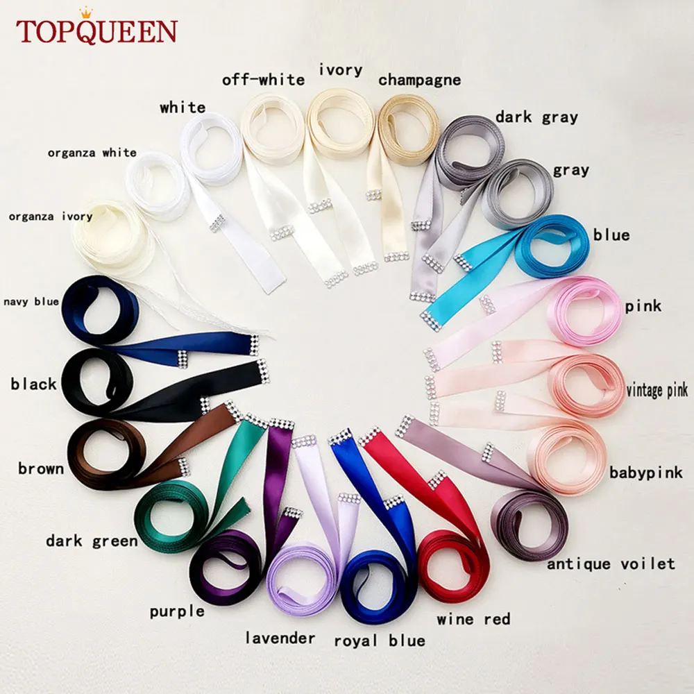 TOPQUEEN pita sutra dua sisi untuk DIY klip rambut aksesori pembungkus Hadiah Pernikahan pita pembungkus Hadiah grosir S40-2