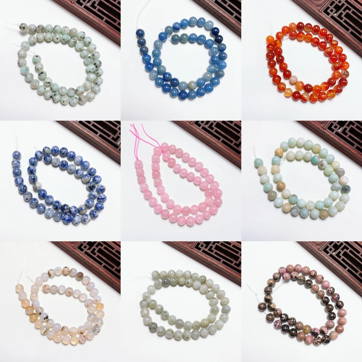 Wholesale Natural Round Tiger Eye Stone Lapis Rose Quartz Crystal Lava Beads Jewelry Making DIY Bracelet Necklace Accessories