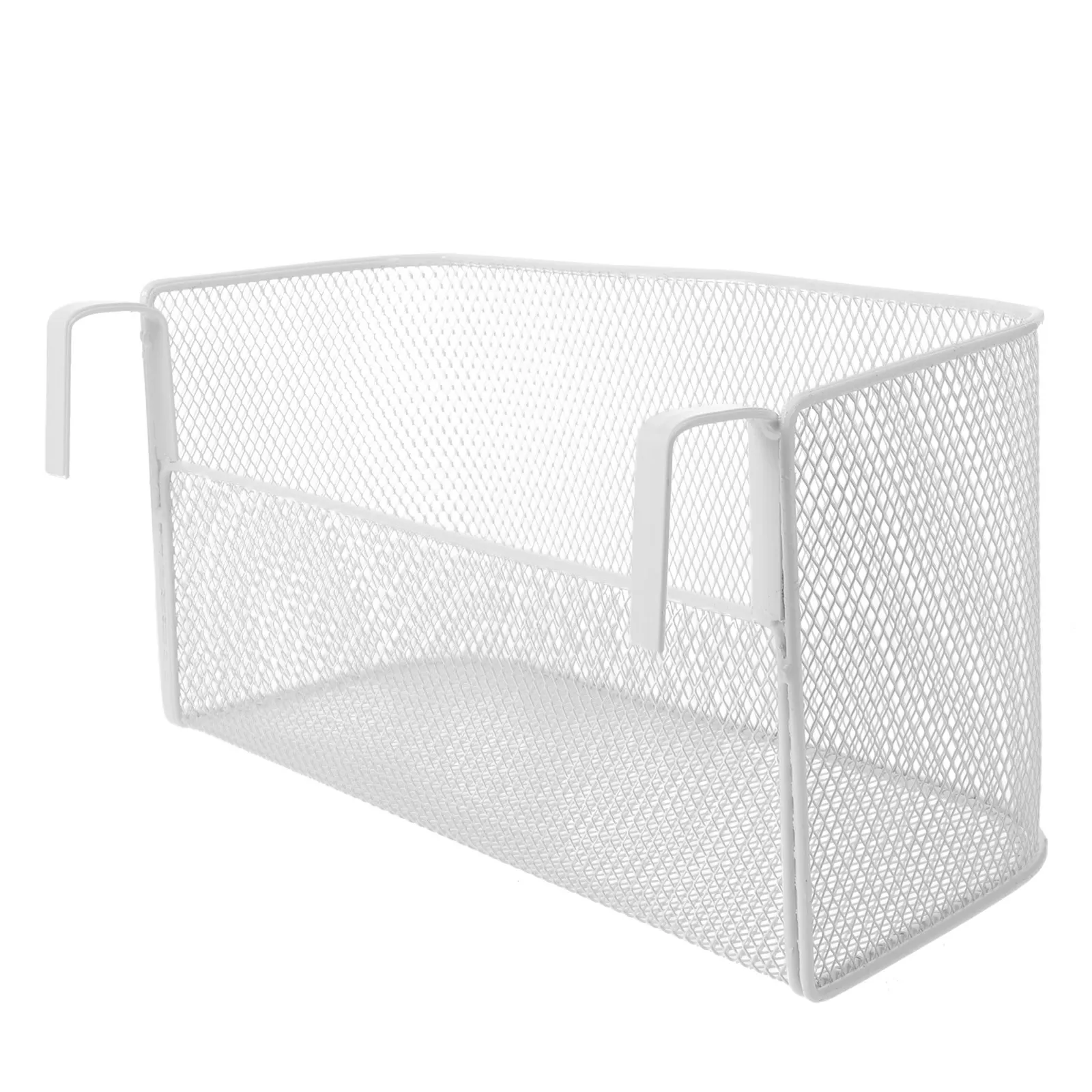 Bedside Hanging Storage Basket Metal Mesh Shower Caddy Hook Bunk Bed Organizer for Shampoo Razor Soap White