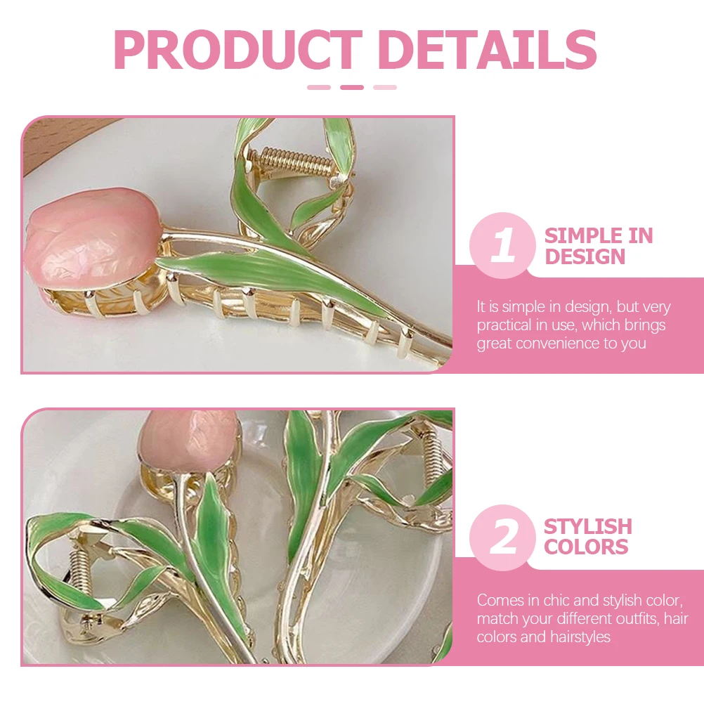 

Tulip Hair Clip Claw Clips for Long Back Clamp Women Fresh Stylish Color Fashion Flower Easy Use Strong Flexibility Durability