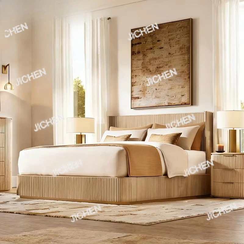 

Modern Villa Style Solid Wood Bed Resort Room Furniture Set Apartment Comfort Bedroom Bed Set