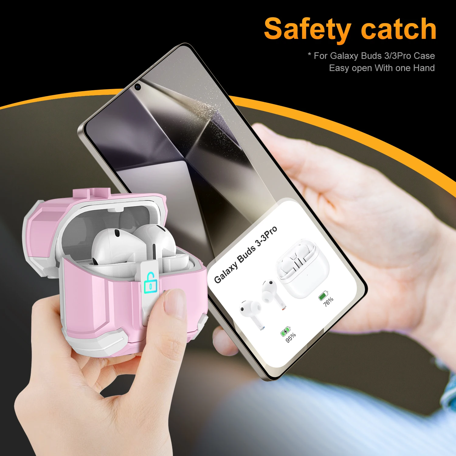 حافظة قفل آمن لهاتف سامسونج جالاكسي Buds 3/3Pro حافظة سماعة أذن مع حافظة حماية MagSafe لهاتف سامسونج جالاكسي Buds 3