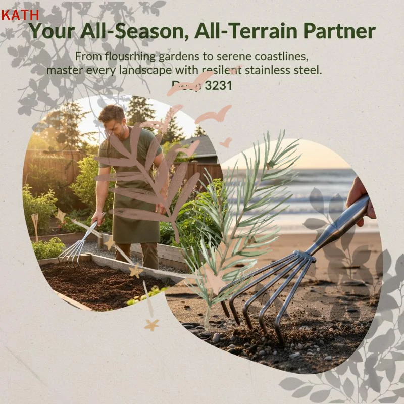 Stainless Steel Small Rake With Integrated Handle Multi-claw: Soil For Garden Loosening Tool