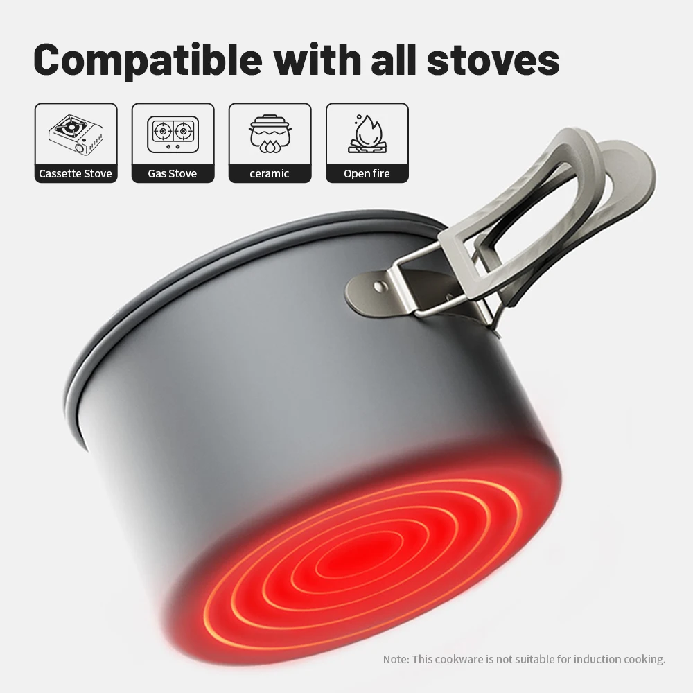 Naturehike Aluminium Alloy Pots and Pans Camping Utensils Equipment Cookware Kitchen Portable Cookware Set Outdoor Travel Picnic