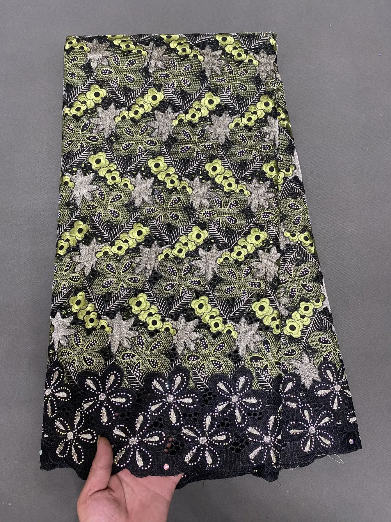 Newest African Cotton Lace Fabric 2025 Stones High Quality Nigerian Cotton Lace Fabric 5 Yards For Women Wedding Party Dresses