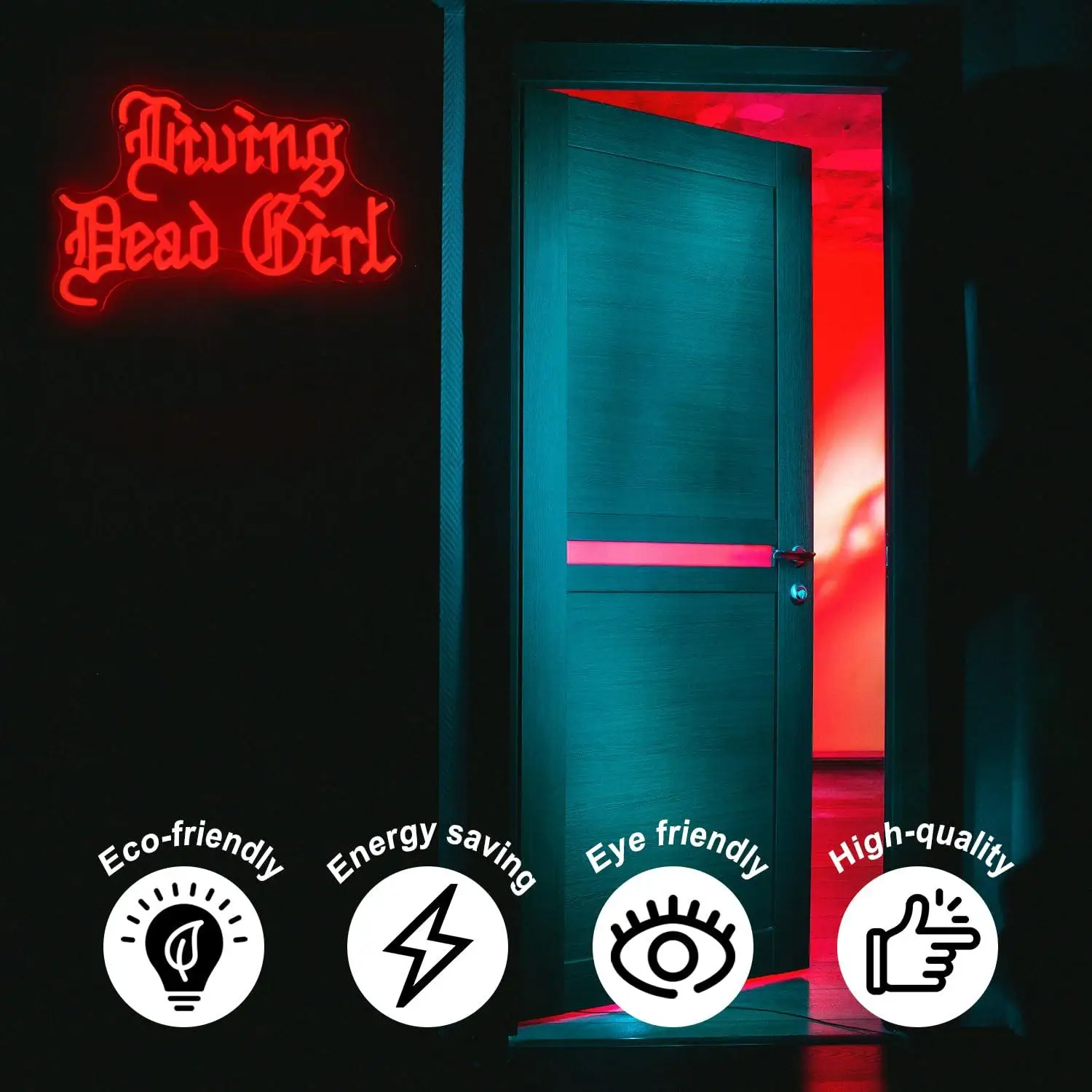 Living Dead Girl Neon Sign Gothic Scary USB Dimmable LED Lights for Haunted Mansion Halloween Party Horror Room Decor Wall Light