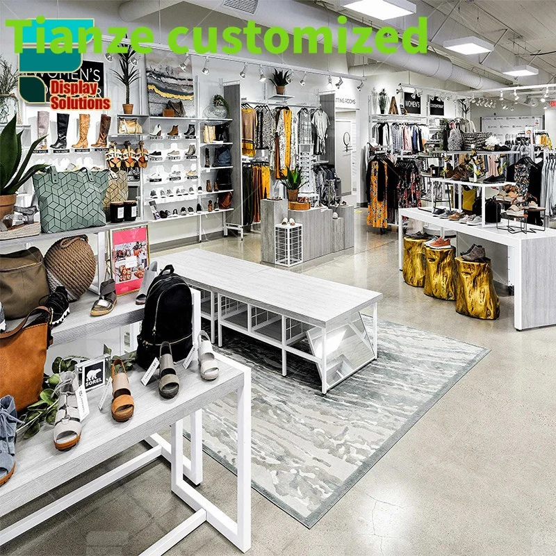 

{customized}Custom Clothing Stand Rack Apparel Retail Clothes Shelving Garment Display Rack Clothing Store Furniture