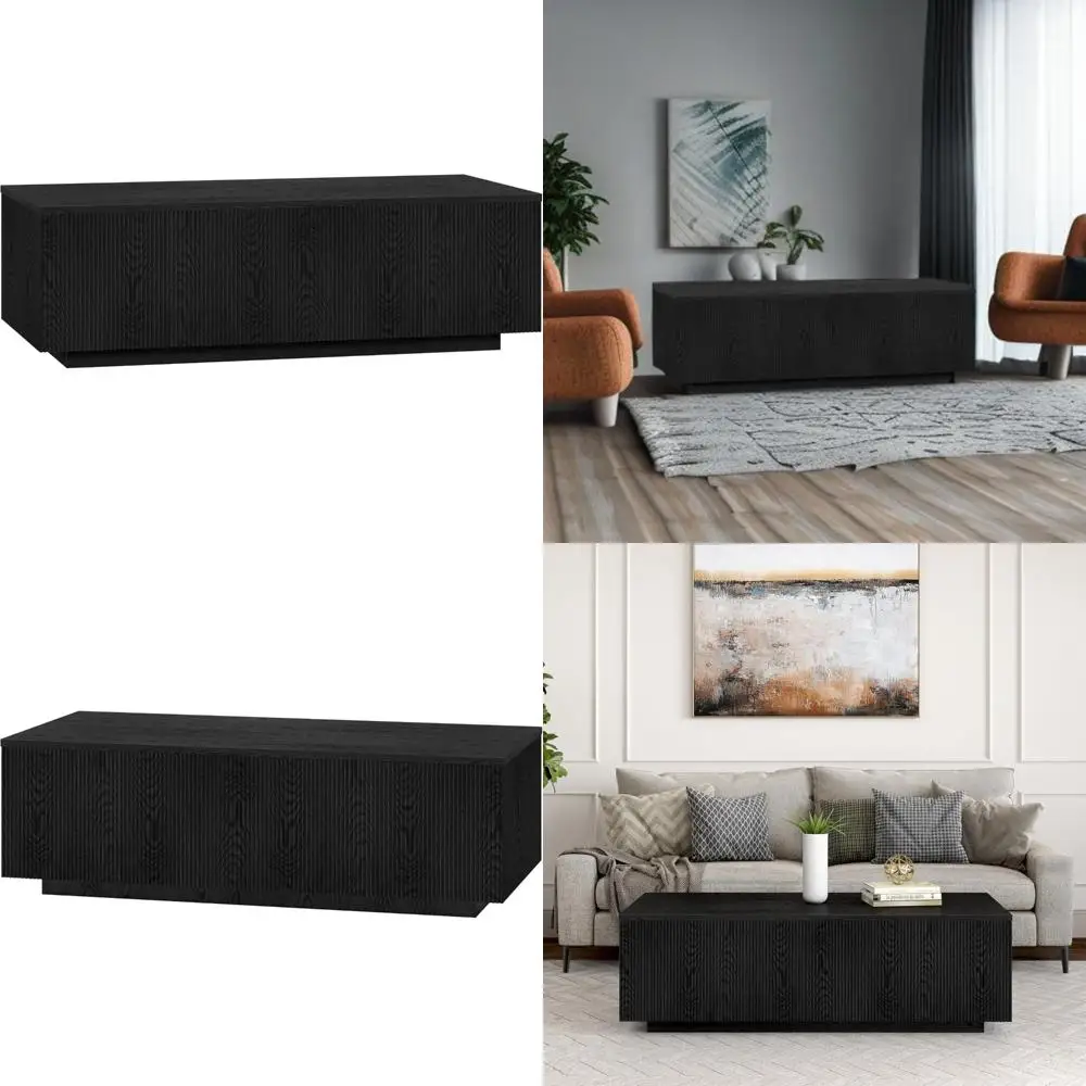 48-inch Wide Rectangular Natural Black Coffee Table for Home, Living Room, Bedroom, Entertainment, and Office Use