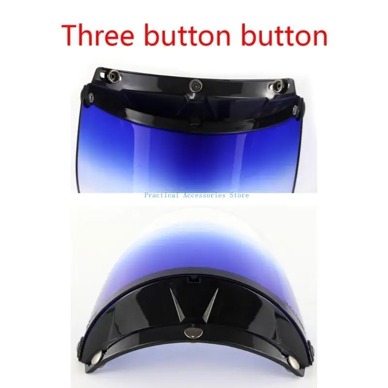 U75E عشاق الدراجات النارية خوذة قناع درع عدسة الكمبيوتر 3-Snap تصميم مفتوح الوجه قناع #5
