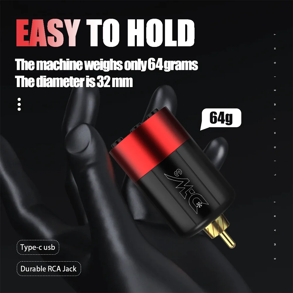 Fuente de alimentación inalámbrica para tatuaje, Mini batería con interfaz de anillo de Control, máquina de tatuaje rotativa RCA, baterías para bolígrafo, 1500mAh