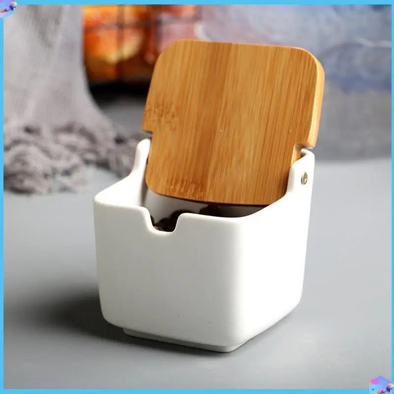 Функциональная квадратная банка для специй A43T с подносом и откидной крышкой, идеально подходящая для домашних кухонь серии A