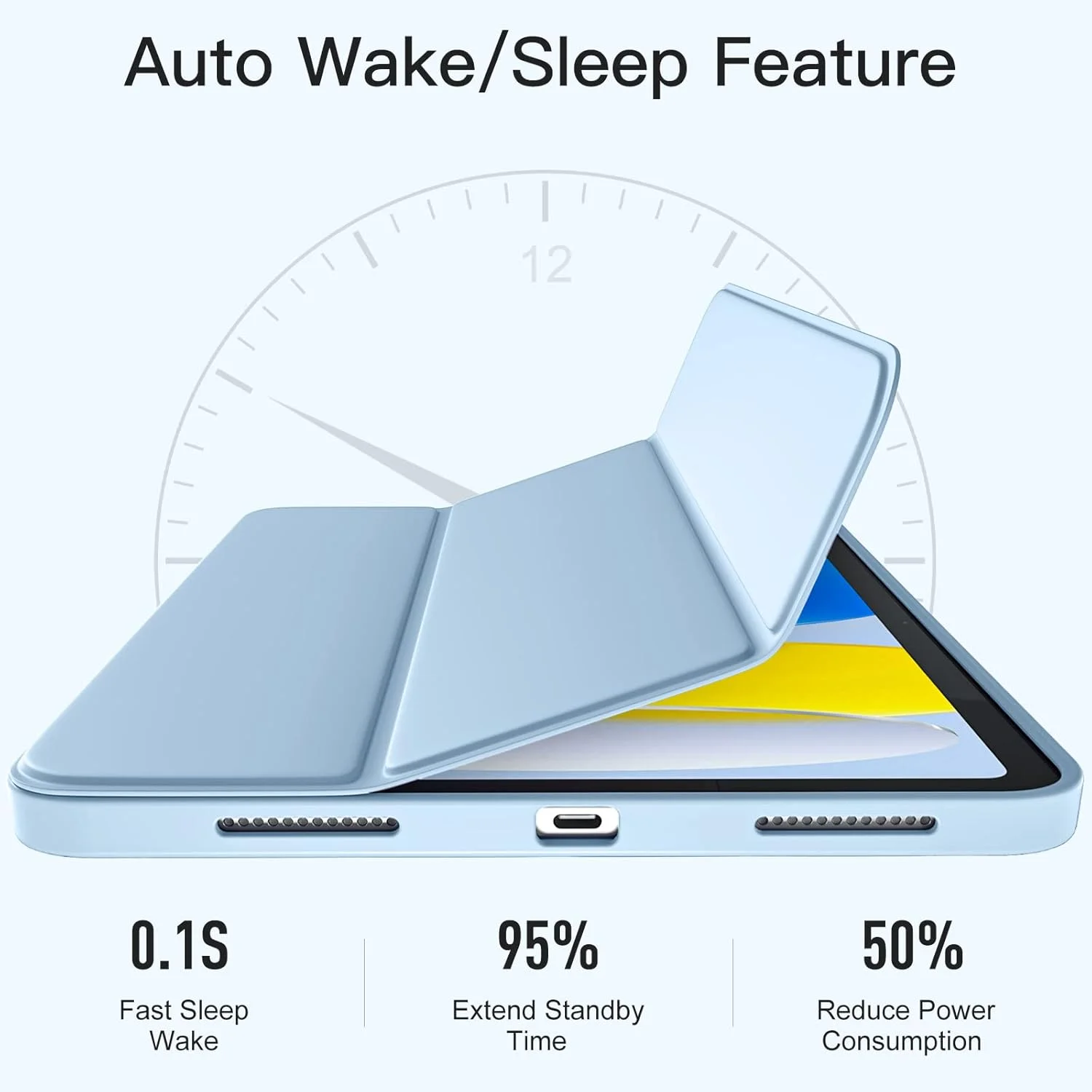 Case for Samsung Galaxy Tab S10 Lite / S10 FE / S9 FE 10.9-Inch , Soft TPU Tri-Fold Stand Protective Cover, Auto Wake/Sleep