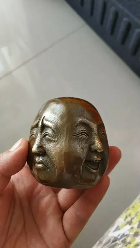 Chinese tibet brass 4 faces buddha head statue Figures