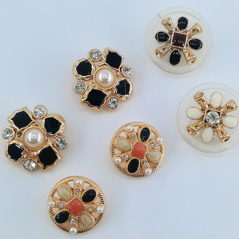 Rhinestone Pearl Beaded Metal Buttons Of Clothing Wholesale High Quality Multi Color Fashion Decor Shank Button Sewing Accessory