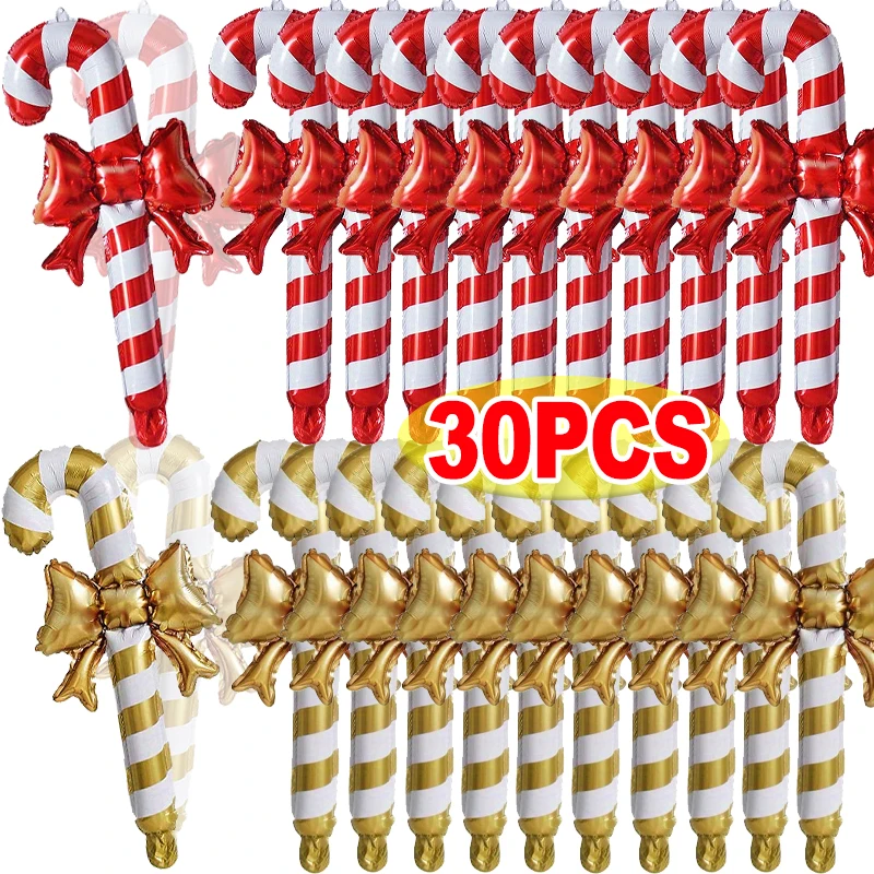 Bases de caramelo, globos de papel de aluminio con lazo, barra de caramelo, accesorios de juguete de PVC, globos de piruleta de bastón, suministro de decoración de fiesta en casa de Año Nuevo