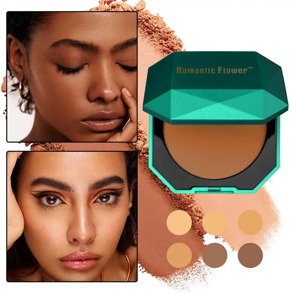 6 Colors Dark Pressed Powder Dark Skin Powder Matte And Waterproof Make Puff Powder With Powder Girl Mirror Up Products P6y3