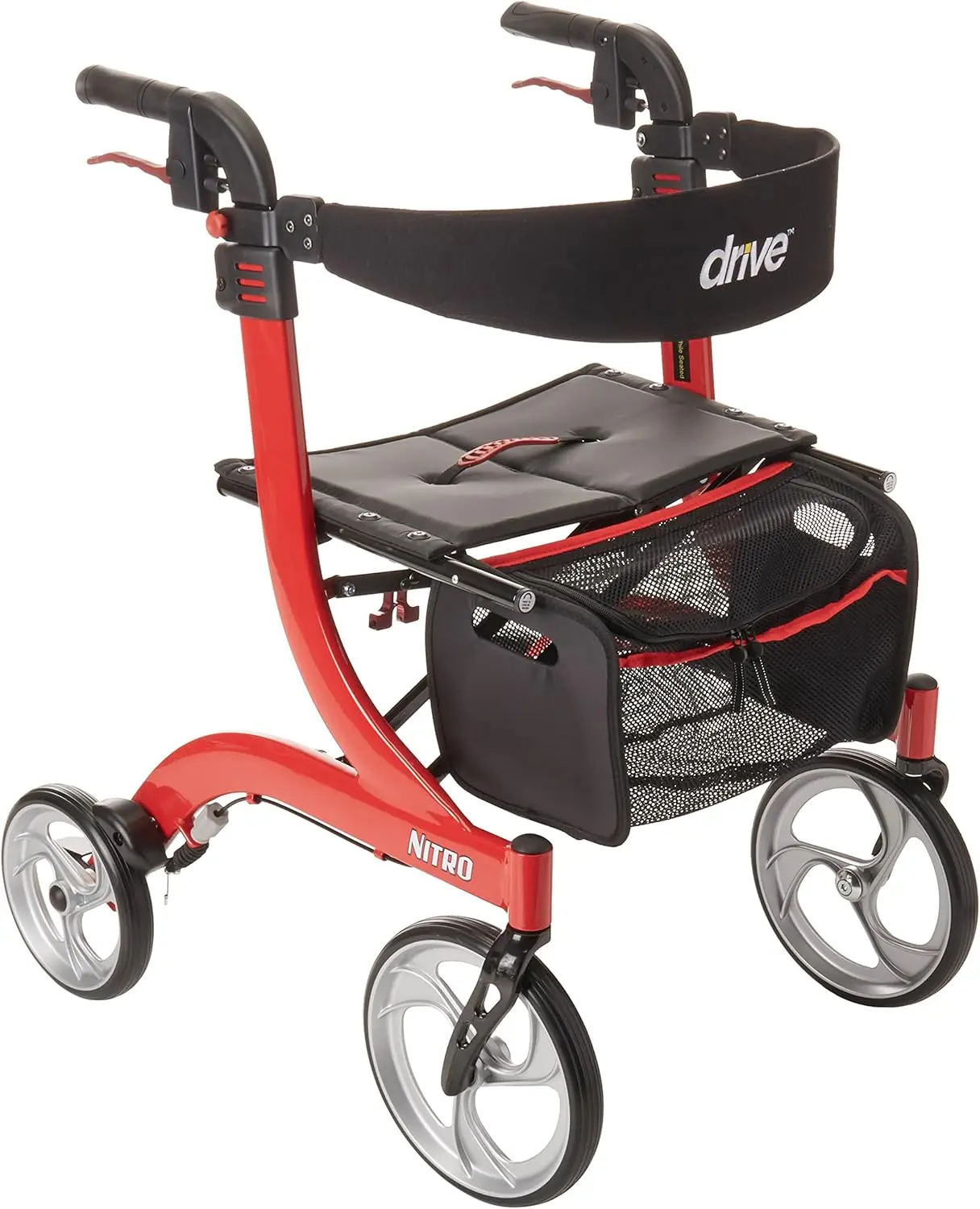 

RTL10266 Nitro Euro-Style 4-Wheel Rollator Walker With Seat, Red