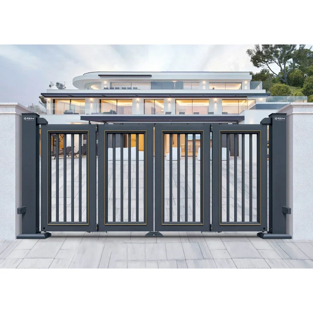 Modern Design Aluminum Folding Gate Automatic Exterior Slat Sliding Gates Aluminum Fence Panel Gate