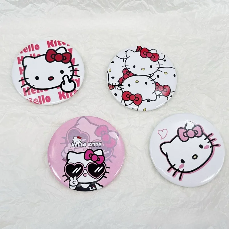 Hello Kitty Small Round Mirror Kawaii Anime Sanrio Kt Cosmetic Mirror Gift Cute Girl Portable Mini Mirror Wholesale Child Toy