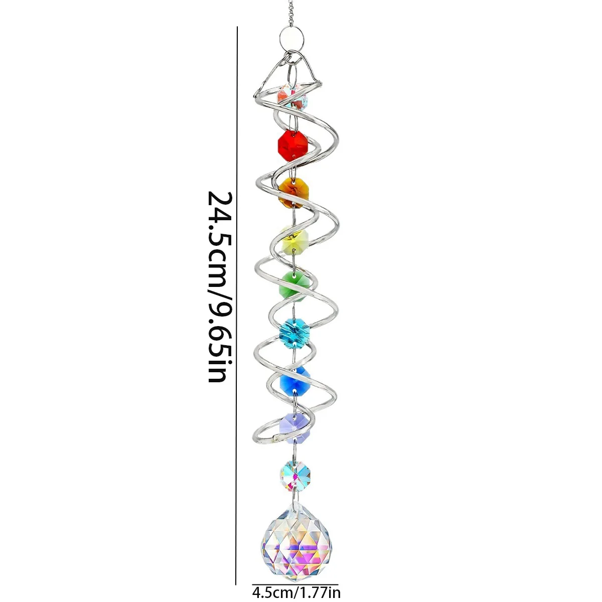 Suncatcher 3D Spiral Tailwind Spinning Crystal Ball Eternal Power Wind Clock Rainbow Made Hanging Decorations