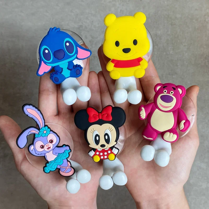 Disney Mickey Stitch Toy Children's Toothbrush Holder Anime Figure Cartoon Wall Mounted Shelf for Kitchen Bathroom Kids Toys