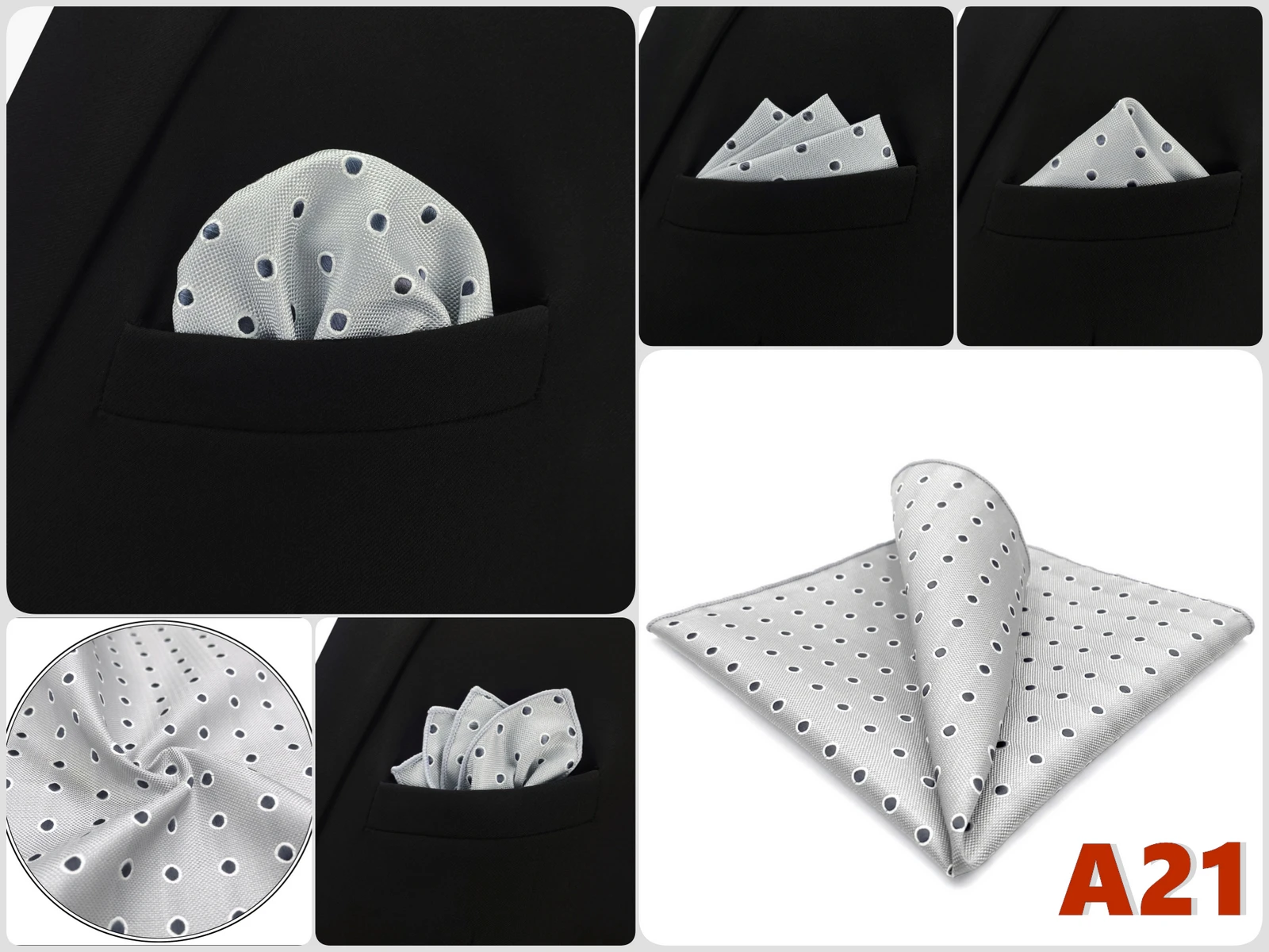 Pocket Square Handkerchief for Men Polka Dot Dots Plaid Check Checkered Suit Pocket Towel Hanky Mens Gift Wedding Business Party