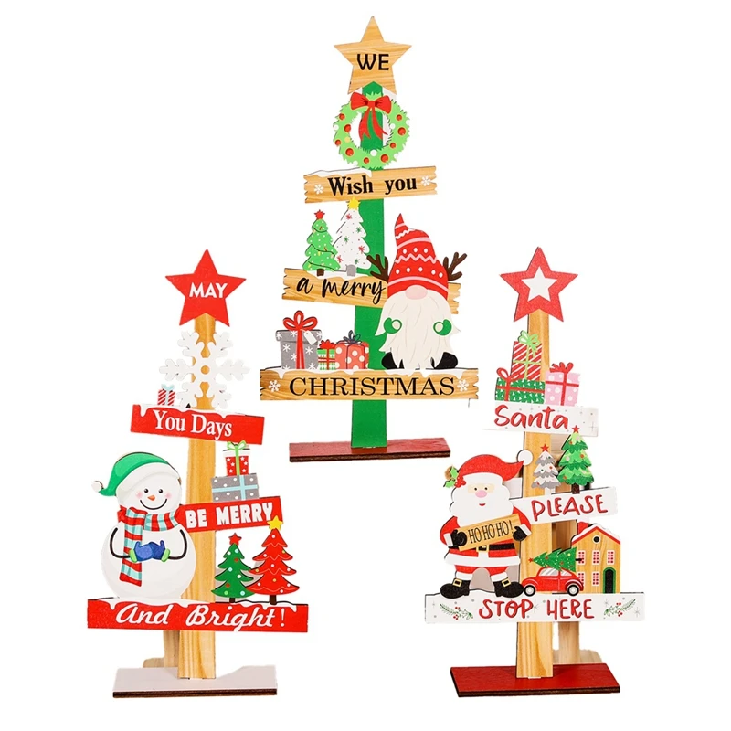 3 pezzi albero di natale babbo natale decorazione fai da te segni di natale in legno targa decorazione natalizia