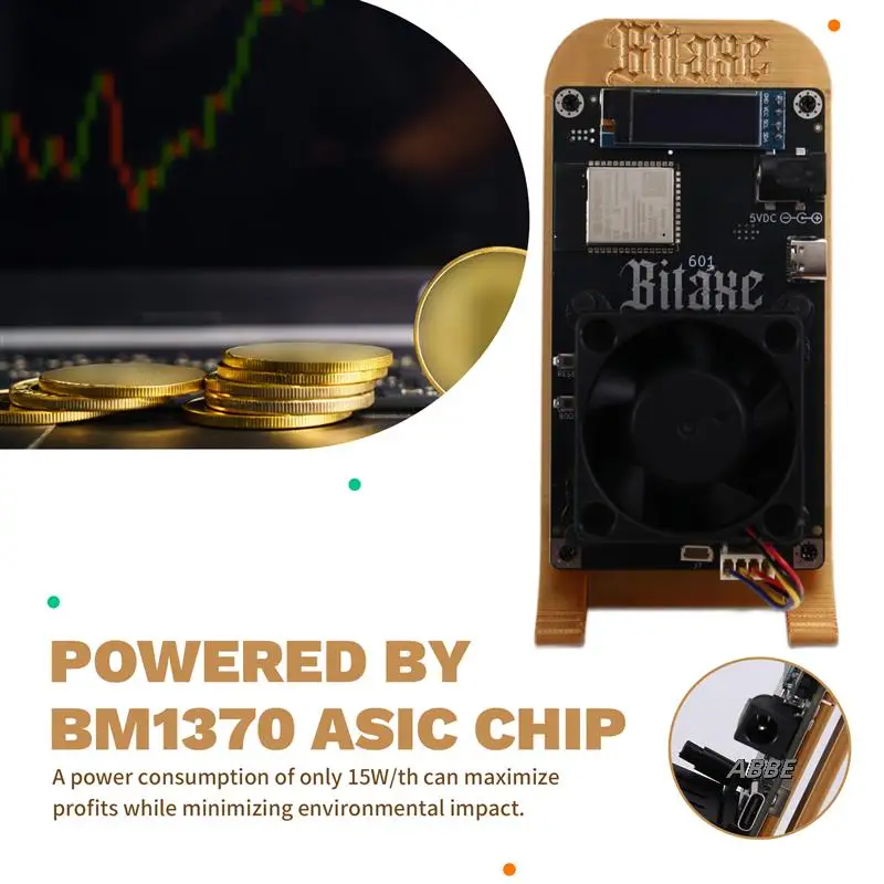 Gold Bitaxe Gamma 601 BTC Solo Miner 1.2TH/S 18-22W BM1370 Asic Chip Bitcoin Crypto Miner From Antminer S21 Pro