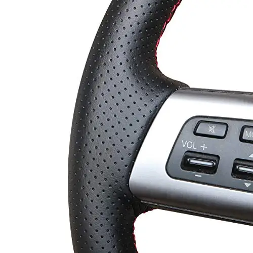 

Black Perforated PU Leather Steering Wheel Cover With Red Contrast Stitching For Mazda MX-5 2016–2019
