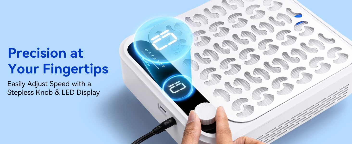 Makartt Nail Dust Collector - Professional Powerful Suction Larina Dust Collector Nail Tech LED Display, Adjustable Speed