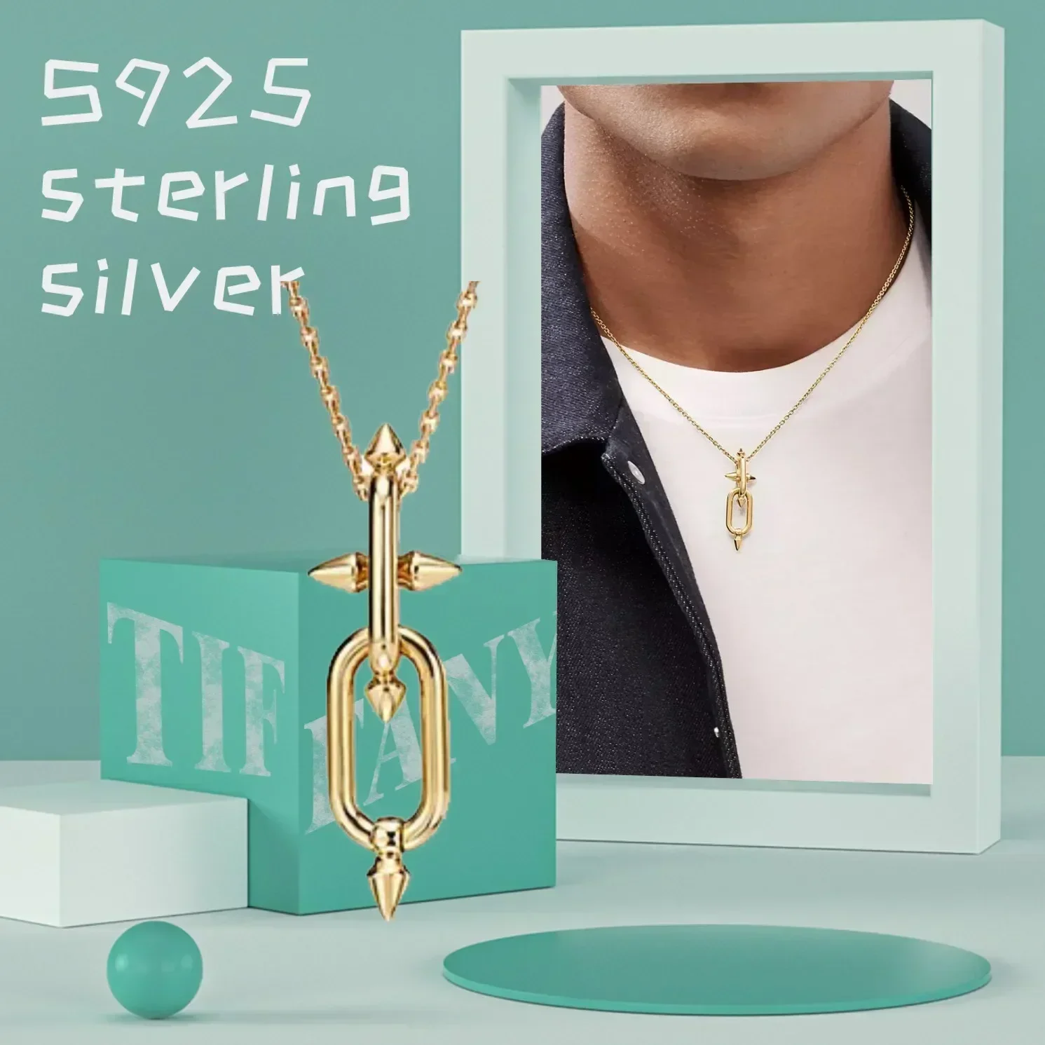 

Vintage 18K Gold Men's Necklace in S925 Silver - Stylish Birthday Gift