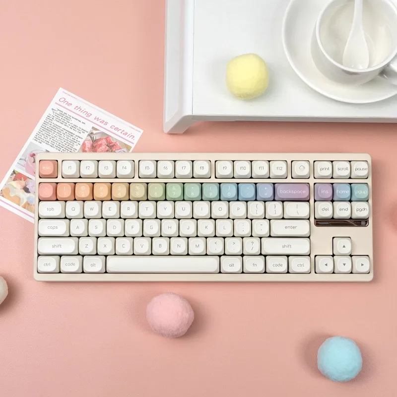 

MOA Rainbow Keycap R2 Magnetic Axis Mechanical Keyboard Keycap PBT Sublimation Ball Cap Minimalist Small Font Keyboard Keycaps
