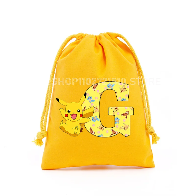 Pokemon Canvas coulisse borse Cartoon Animation Figures Pikachu Gengar borse per bambini Storage Party Decoration Pouches Gift