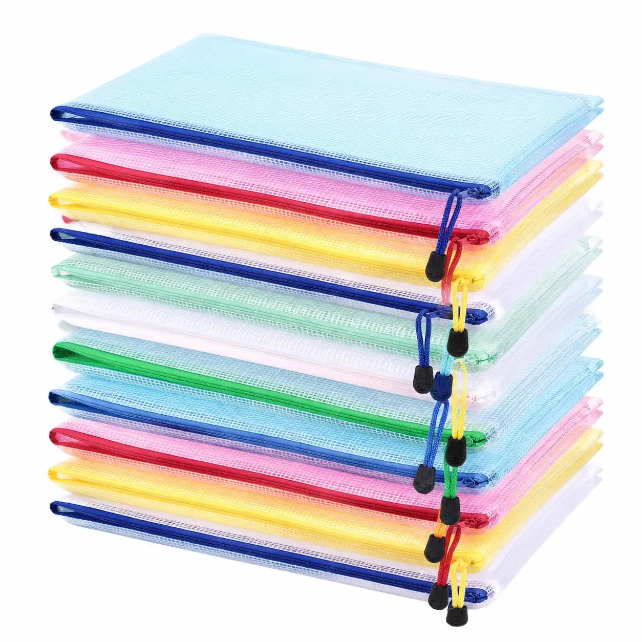 5~20pcs Clear Mesh Zipper Pouches A4/A5 Document Folder Bags with Zipper for Paper Files Stationery Travel Makeup Organizer TMZ