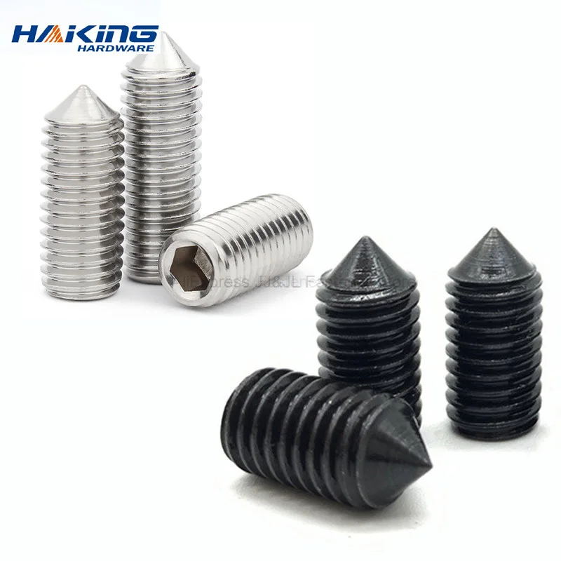 50X M2 M2.5 M3 M4 M5 M6 DIN914 304 stainless Black grade 12.9steel Hex Hexagon Socket Cone Point Grub Set Screw Tapered End Bolt