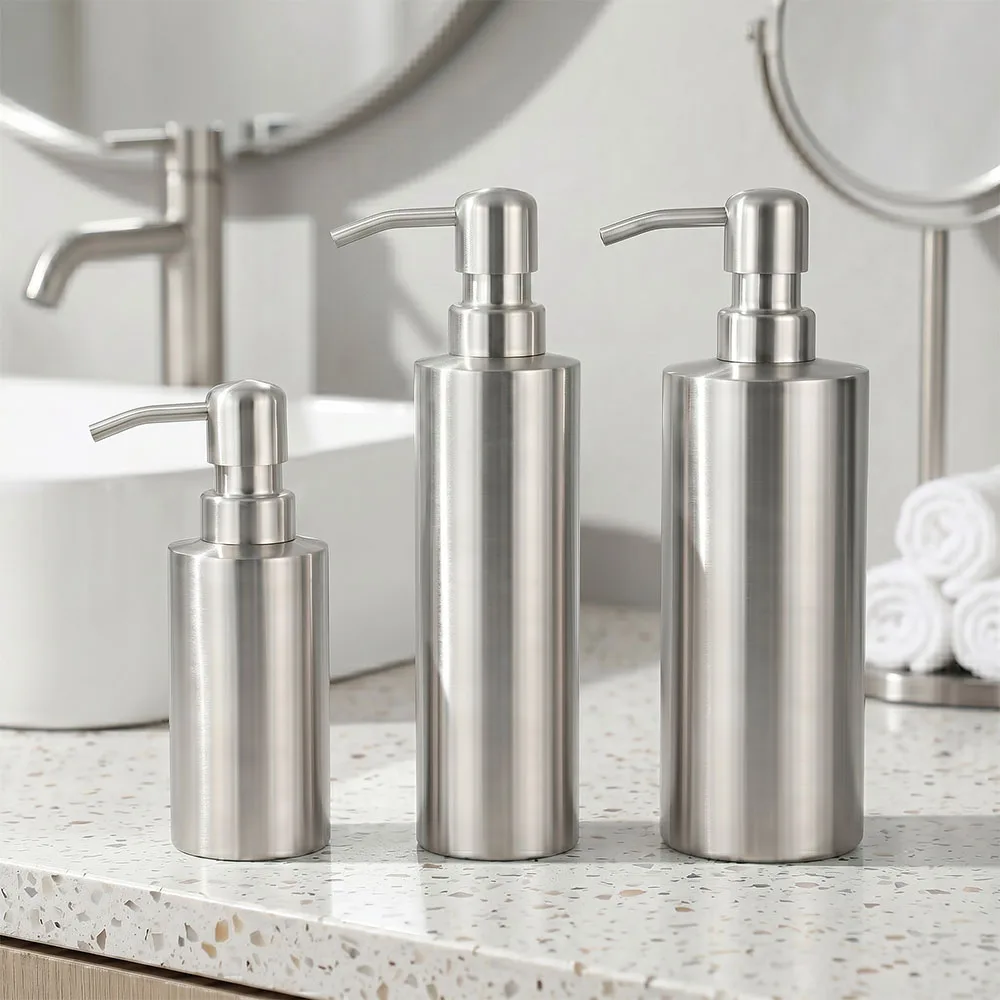 

Stainless Steel Countertop Sink Soap Dispenser High Quality Bathroom Hand Dish Lotion Bottle Container Light Weighter 550/350ml