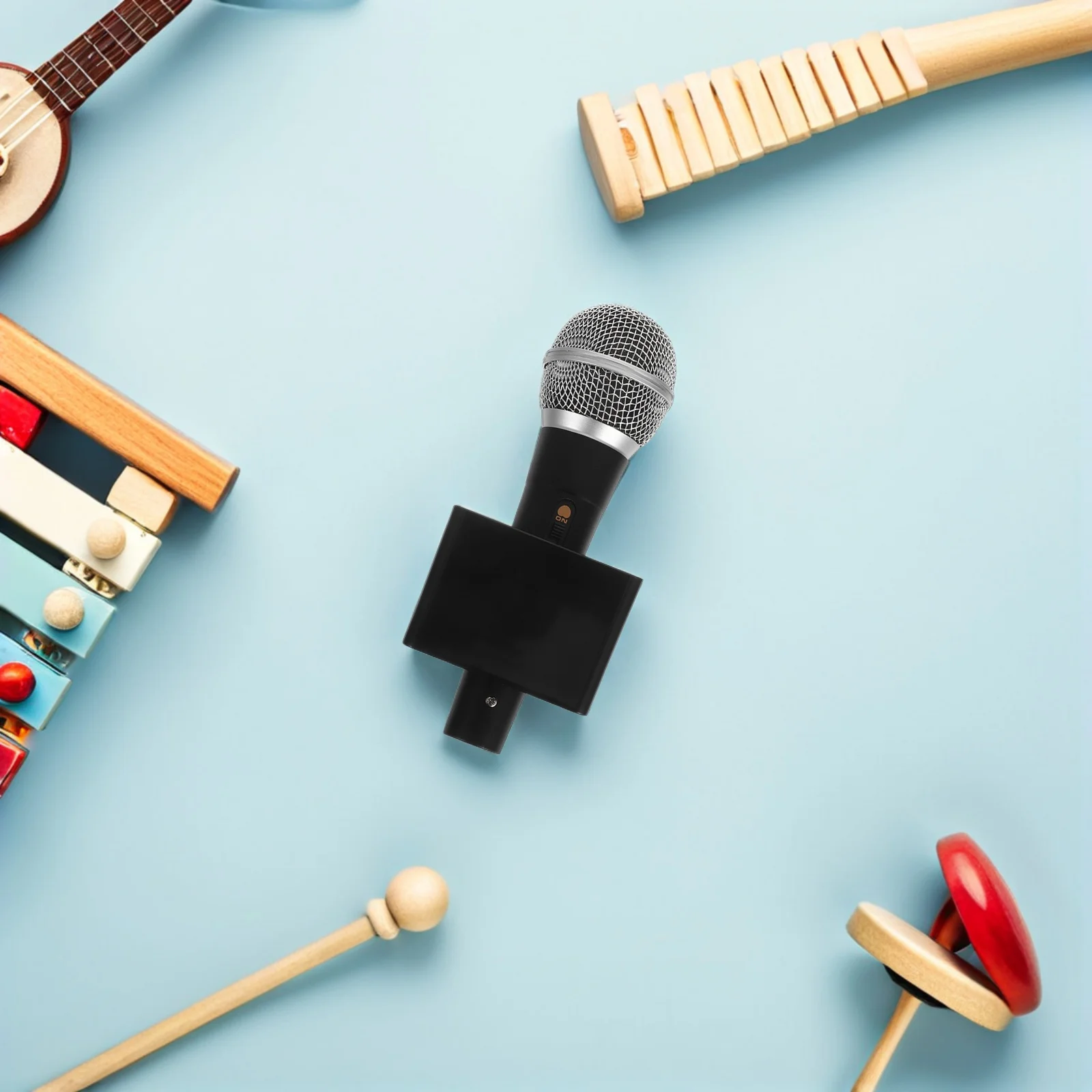 18cm Fake Microphone Prop Simulation Square Cube Flag Pretend Karaoke Role Play Costume Party for Kids Toy Microphone Prop