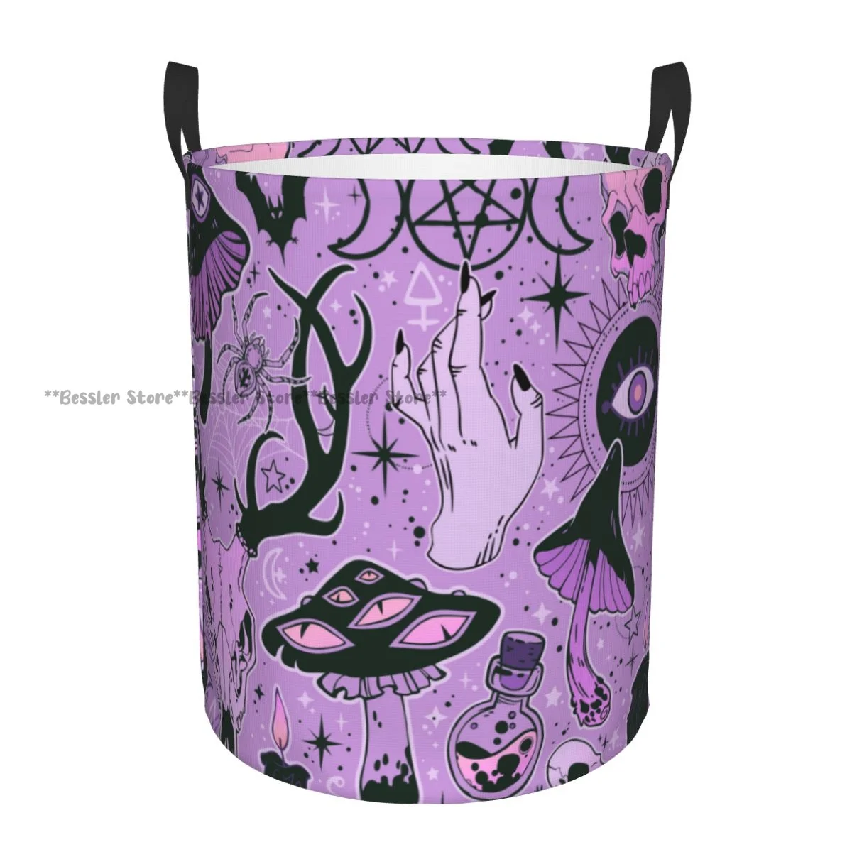 Dirty Laundry Basket Goth Skull Mushroom Folding Clothing Storage Bucket Home Waterproof Organizer